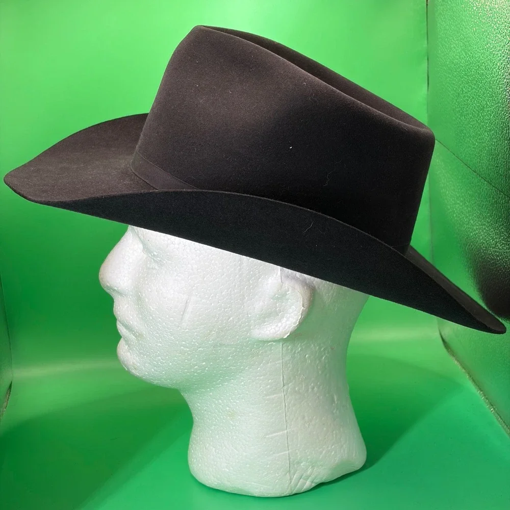 Akubra Snowy River Pure Fur Felt Cowboy Hat Mens 7 1/8 Black Australian Outback